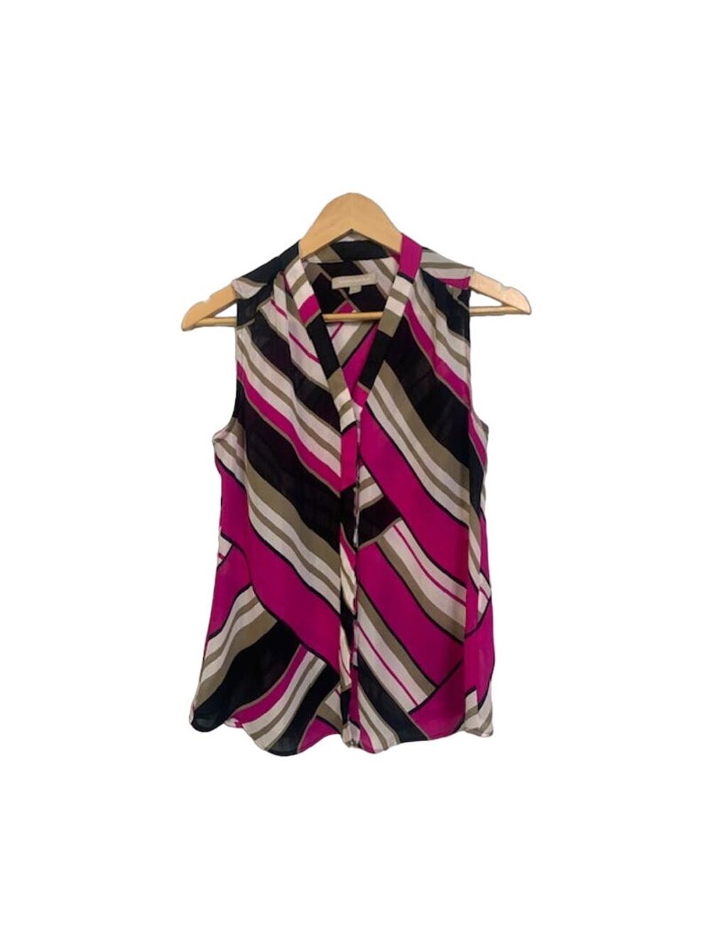 BANANA REPUBLIC Color Block Stripes Sleeveless Sheer Top | 4